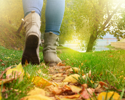 A woman walking in the park