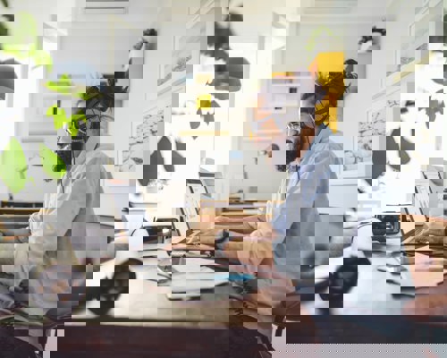 Man working on a laptop